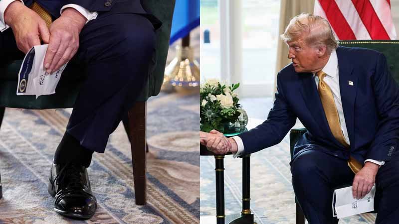 Make-up could be seen covering the back of his right hand